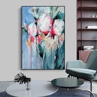 100 hand painted blue tulip modern art picture for living room decoration large size tableaux