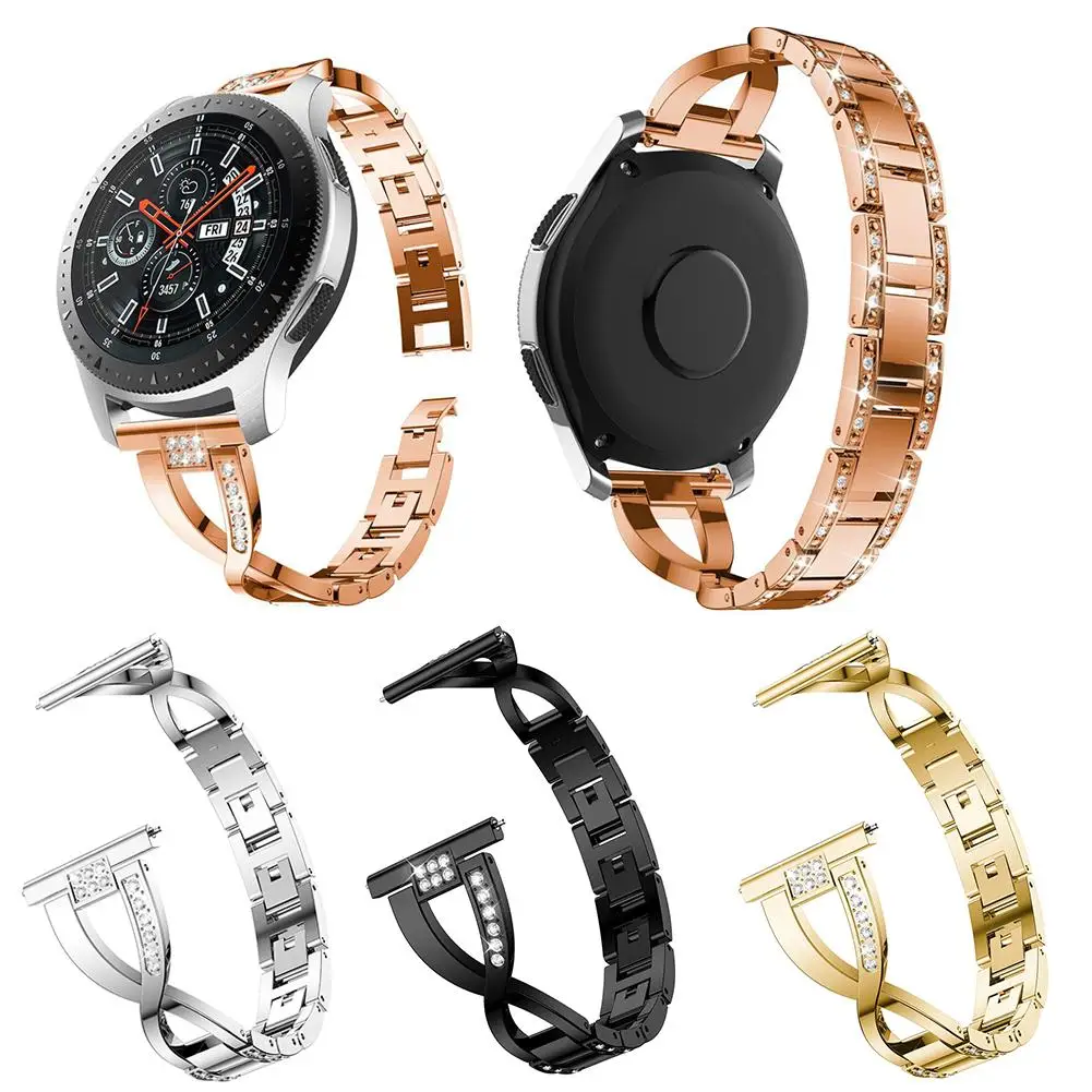 46mm replacement zinc alloy x shape watch strap watchband for samsung galaxy smart wearable devices accessories free global shipping