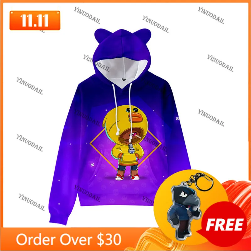 

Cartoon Sally WEREWOLF Shark Cute Cat Ear Kids Hoodie Boys Girls Jacket Tops Teen Shoot Game Shooting Star 3D Sweatshirt