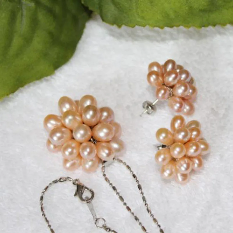 Free shipping Wholesale price +++Genuine Freshwater Pearl Flower Stud Earrings Pendant Necklace SET | Украшения и аксессуары