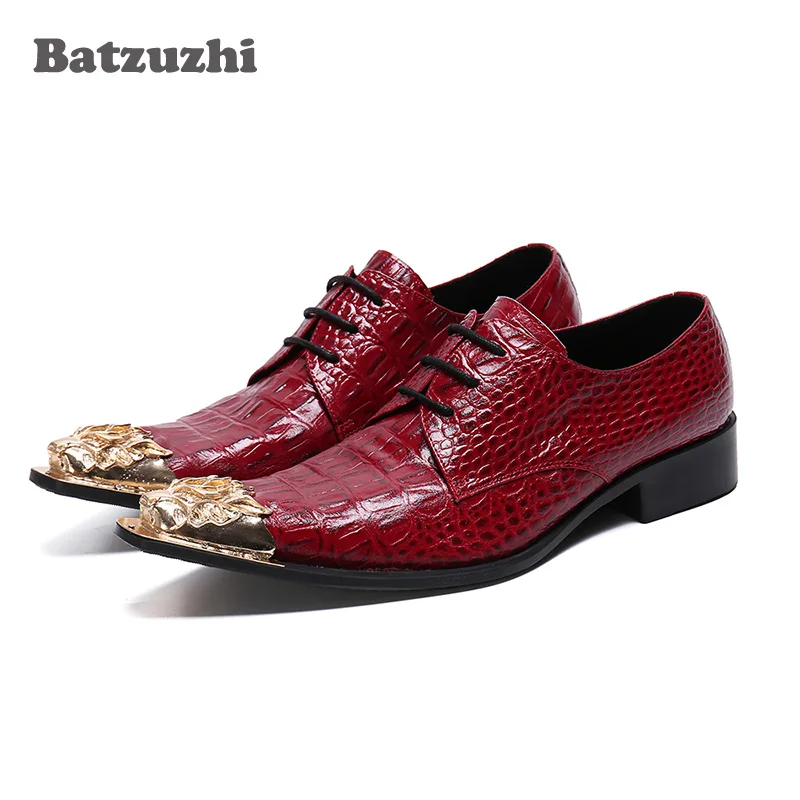 

Batzuzhi Italian Type Formal Leather Shoes Pointed Toe Lace-up Chaussure Homme Luxury Male Formal Party Flats Shoes Big Size 466