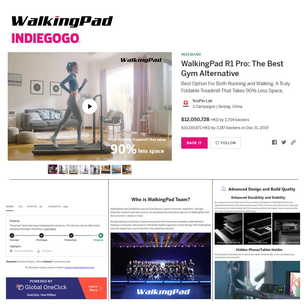 

Free Gift WalkingPad R1 Pro Treadmill Foldable Upright Storage 10Km/H Running Walking 2in1 APP Control With Handrail Home Cardio