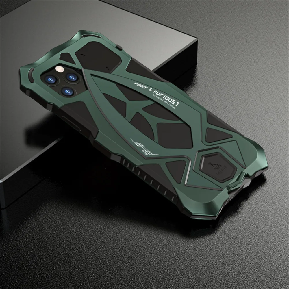 

Silicone Phone Case For iPhone 11 Pro XS Max XR Case Metal Armor Roadster Phone Case Full Protection Round Coverage Case Cover