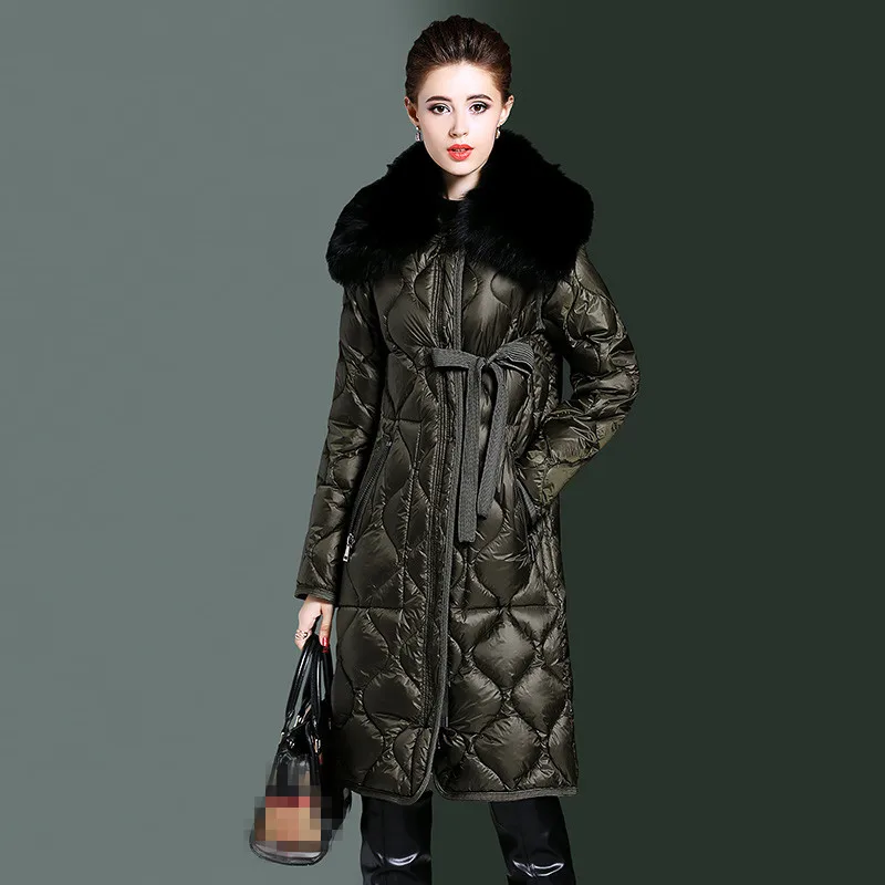 

Women's Winter Jacket Women Fox Fur Collar Down Coat Female Korean Long Jackets Warm Parka Chaqueta Mujer My