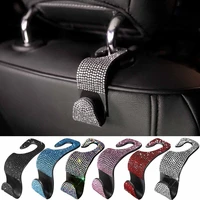 4pcs rhinestone car hooks auto interior seat hook headrest bling diamond hangers hook purses grocery bags hanging organizer