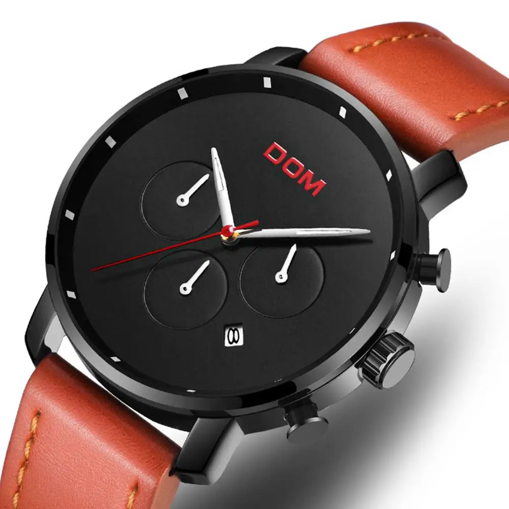 Мужские часы DOM от ведущего бренда роскошные модные мужские водонепроницаемые с