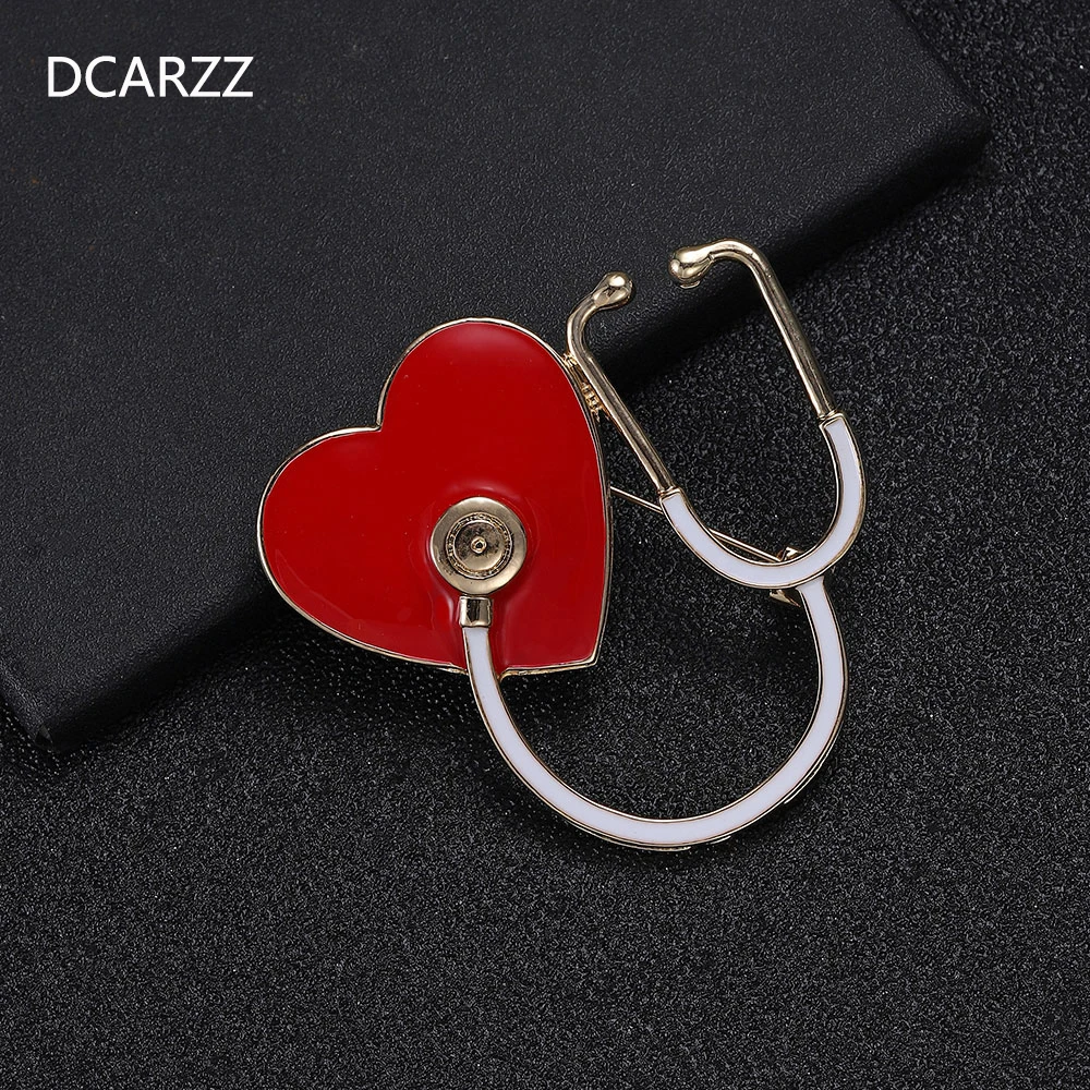 DCARZZ Stethoscope Brooches Gold Gift Doctor Nurse Medical Pin Romantic Jewelry Party Black Enamel Lapel Pins Metal Women | Украшения и
