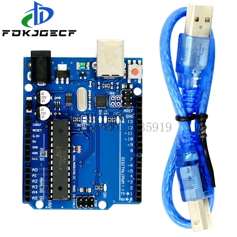 

1 комплект для UNO R3 ATMEGA16U2 + MEGA328P чип для Arduino UNO R3 макетная плата с USB-кабелем
