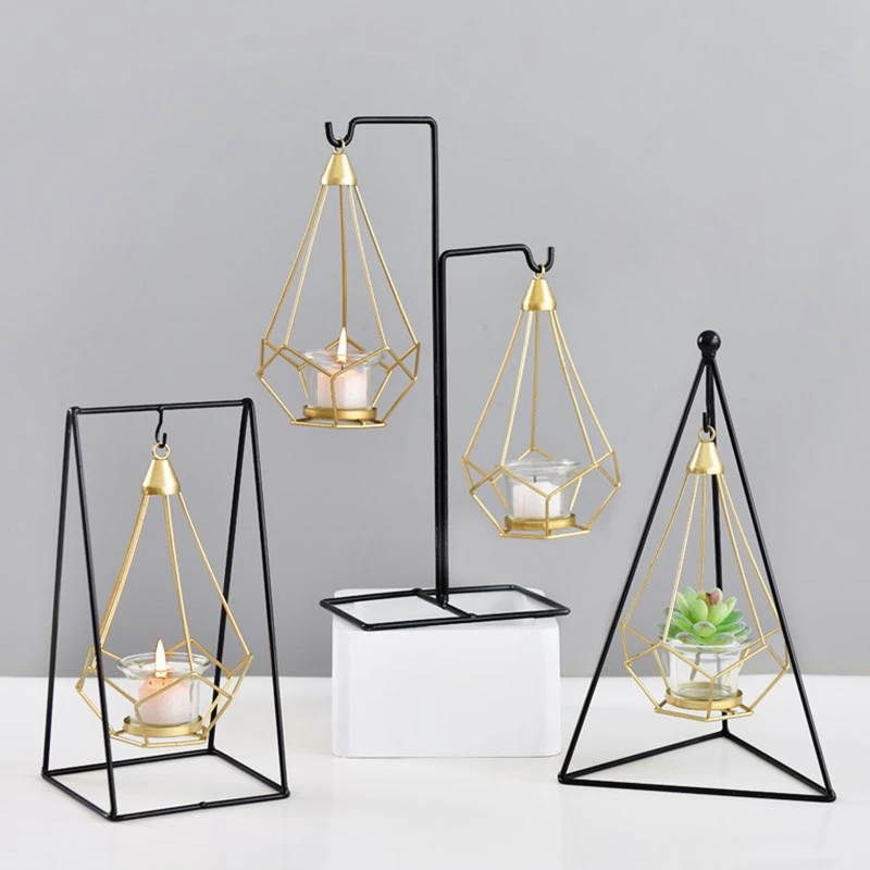Оригинальность романтический ужин подсвечники геометрический Железный