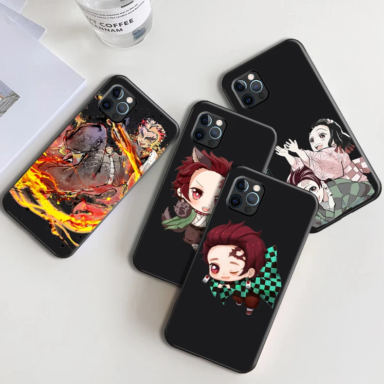 

Hot Anime Demon Slayer Phone Case For iPhone 12 12 Pro 12 Pro Max 12 Mini Kamado Nezuko Agatsuma Funda Coque Back Cover Soft TPU
