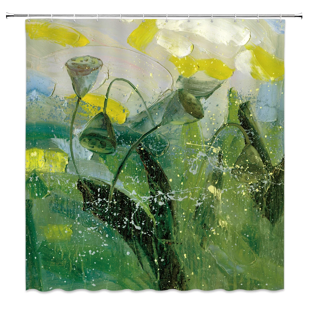

Colorful landscape Pattern Bathroom Curtain Decor Waterproof Polyester Eco-Friendly Oil painting watercolor Shower Curtains