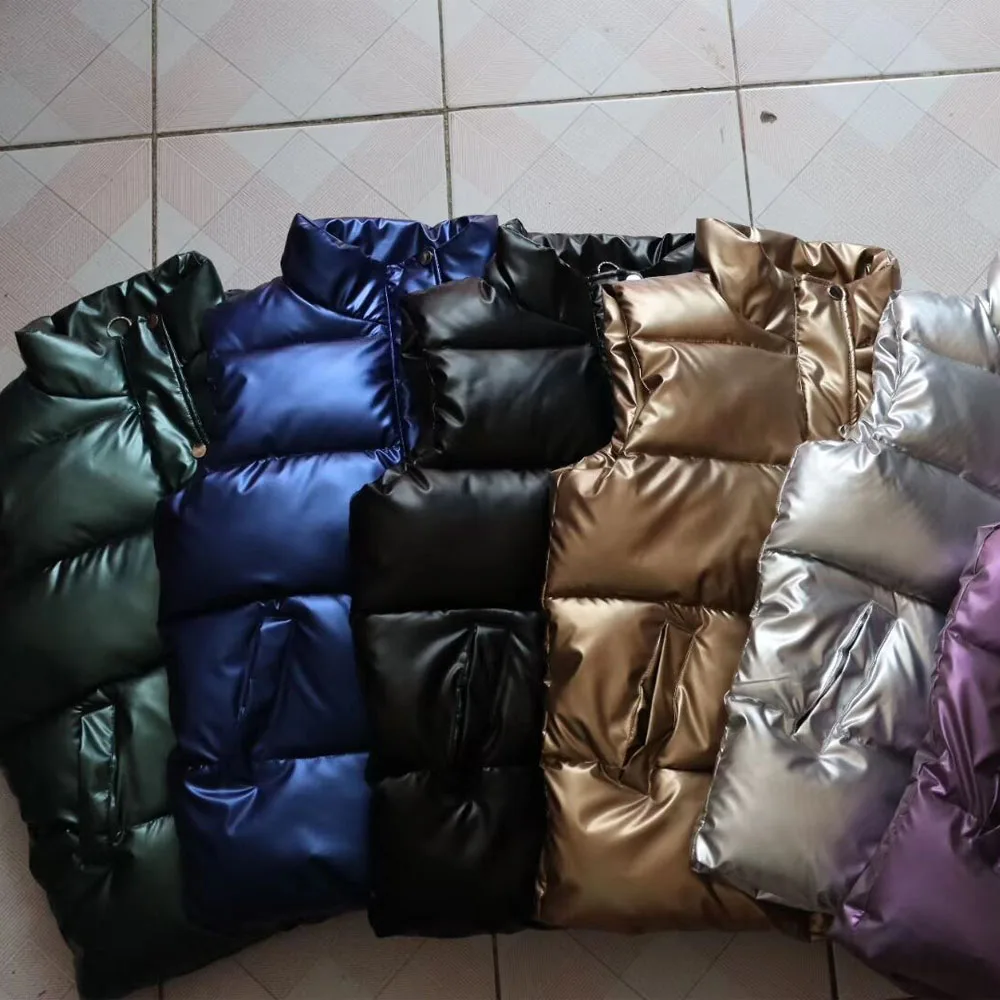 

women autumn waistcoat Glossy bright 2020 vest winter Warm new Korean down vest sleeveless jacket 3XL,4XL,black,blue