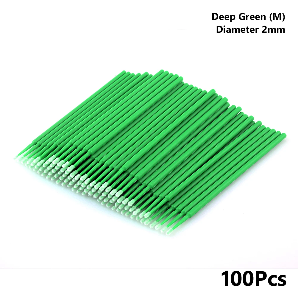 Deep Green Bag 100 шт одноразовые красочные ватные тампоны щетка для ресниц очищающий тампон горячее естественное приспособление для снятия ресниц комплект микрочипов татуировки - Цвет: Deep Green Bag