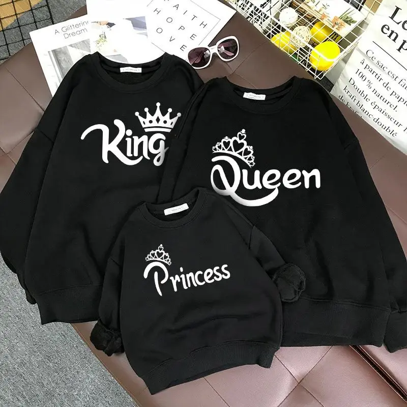 Модный свитшот для всей семьи король королева Одинаковая одежда папы сына мамы и