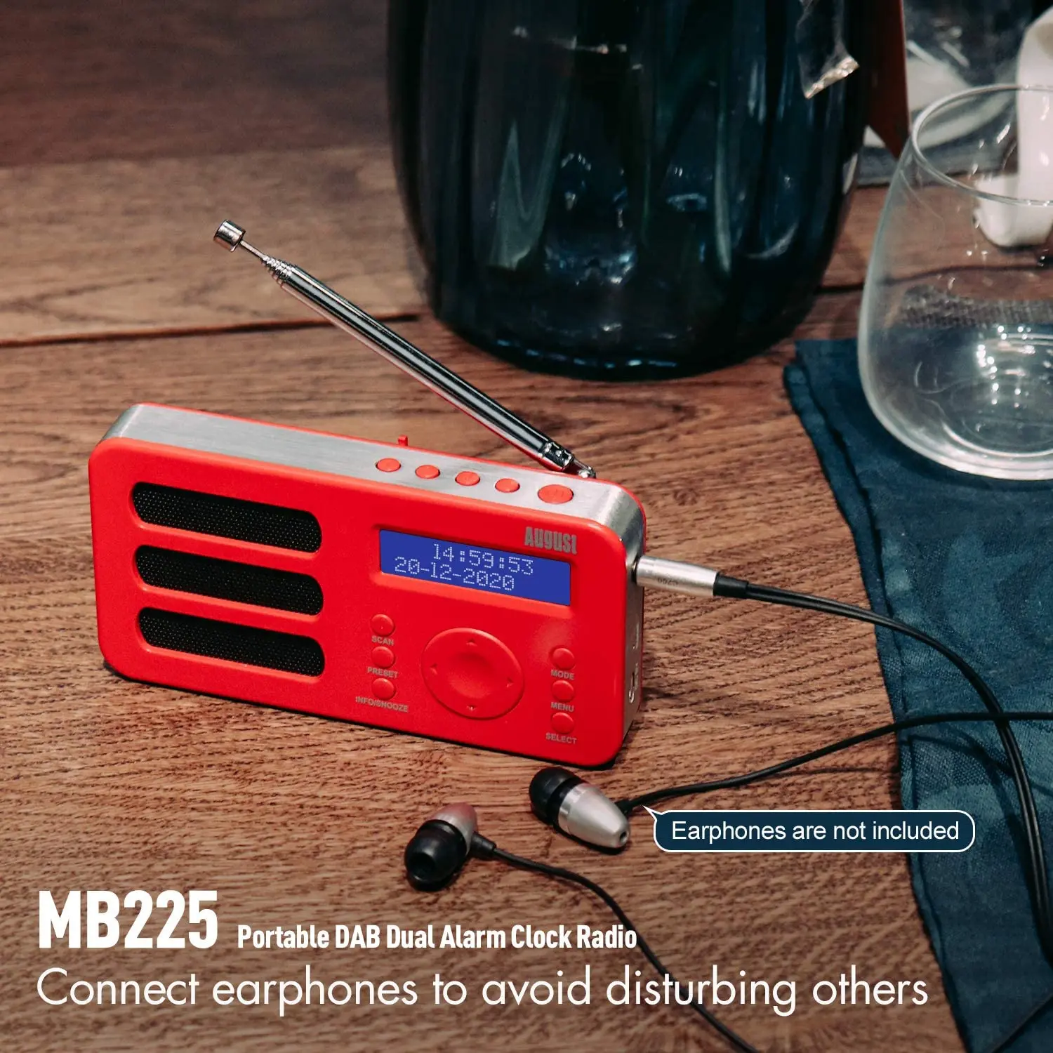 Портативное цифровое радио August MB225 DAB/DAB +/FM RDS функция двойная сигнализация