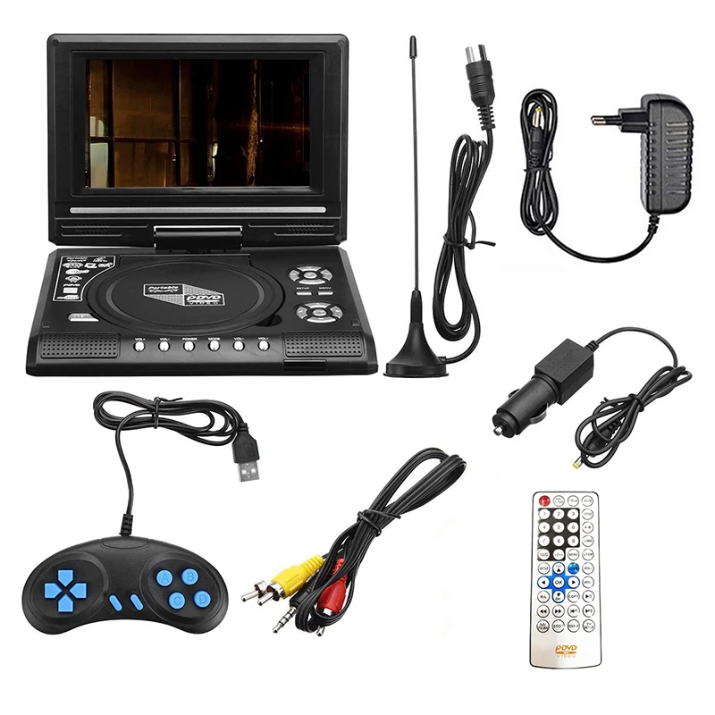 7.8 Inch TV Home Car DVD Player Portable HD VCD CD MP3 USB SD Cards RCA Cable Game 16:9 Rotate LCD Sn | Электроника