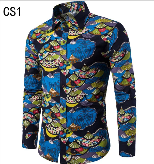 

Mens Shirt Slim Fit Summer Short Sleeve Casual Cotton Linen Shirt Hawaiian Male Turn-down Collar Vintage Printing Clothing