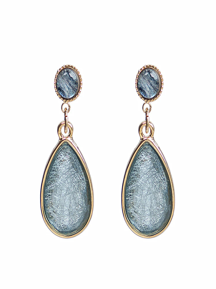 

kshmir Temperament simple geometric earrings French retro drop shaped pendant resin Hong Kong wind earrings