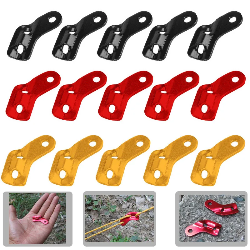 

10pcs Quick Knot Tent Wind Rope Buckle 3 hole Antislip Camping Hiking Tightening Hook Wind Rope Buckles