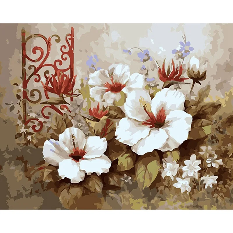 Flower Diy Paint By Numbers Coloring Hand Painted Home Decor Kits Drawing Canvas DIY Oil Painting Pictures By Numbers