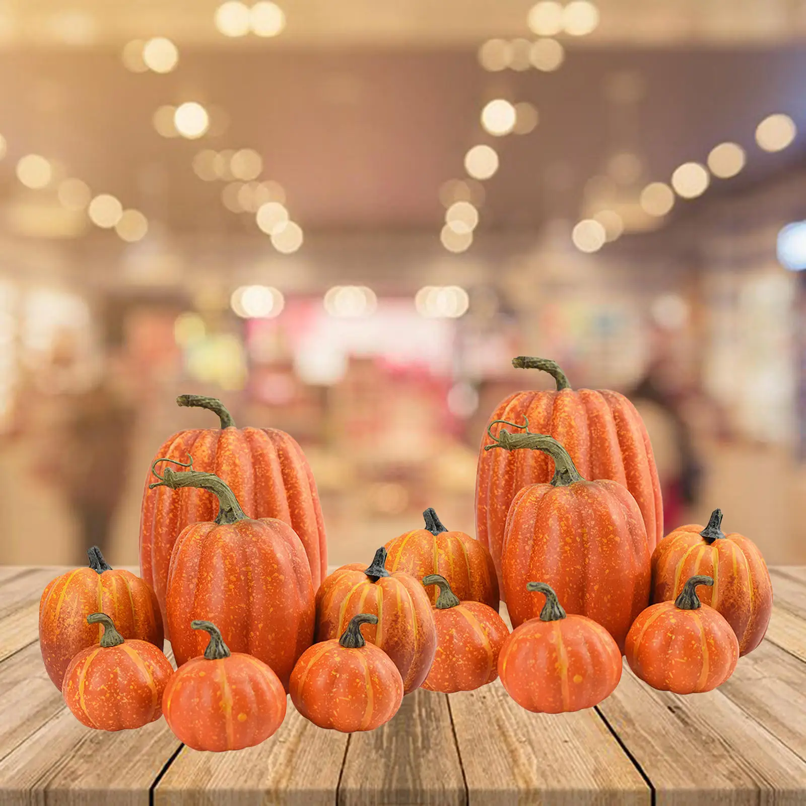 

14pcs Artificial Lifelike Simulation Mixed Size Fake Pumpkins Fall Festival Thanksgiving Harvest Home Decoration