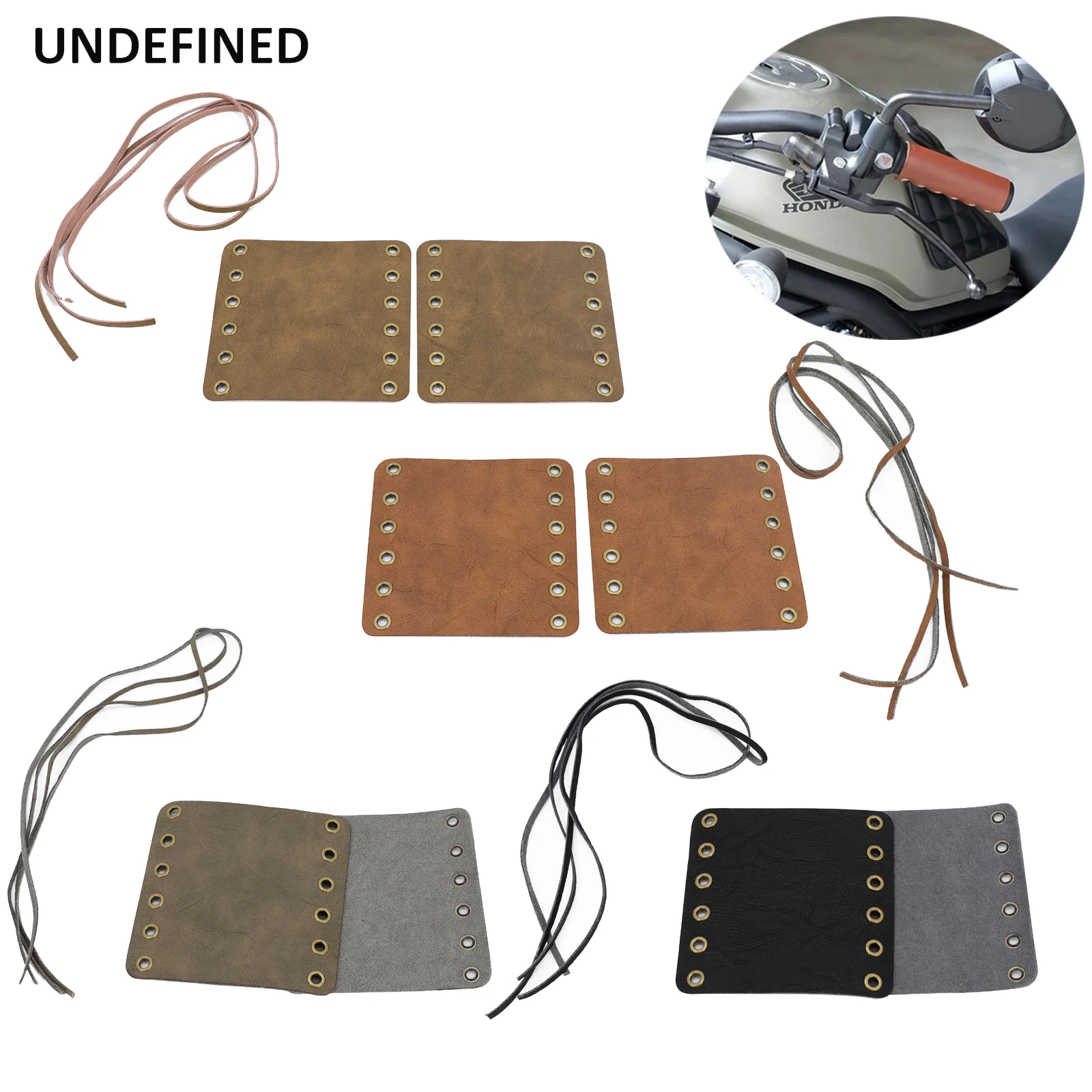 

Universal 22MM Motorcycle Handlebar Grips Vintage PU Leather Cover 1'' 25mm Retro Handle Bar Throttle Wraps For Harley for Honda
