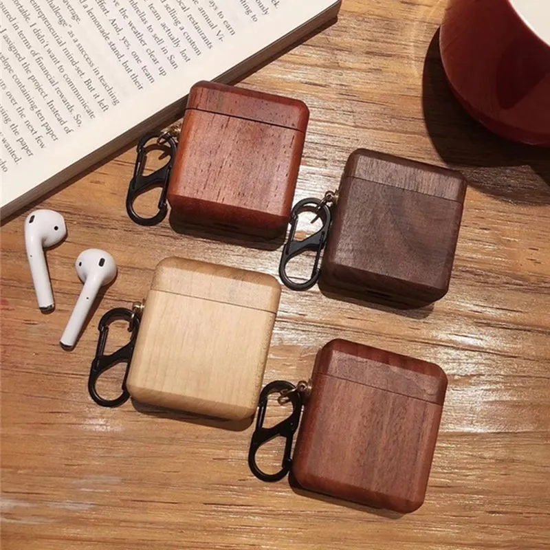 Креативный деревянный защитный рукав для наушников Apple AirPods чехол Bluetooth гарнитура защита от падения рукав с брелком