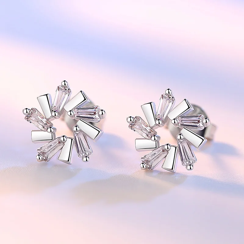 

ModaOne 925 Sterling Silver AAAAA CZ Zircon Ice Flower Stud Earrings For Women Silver 925 Jewelry Oorbellen Brincos