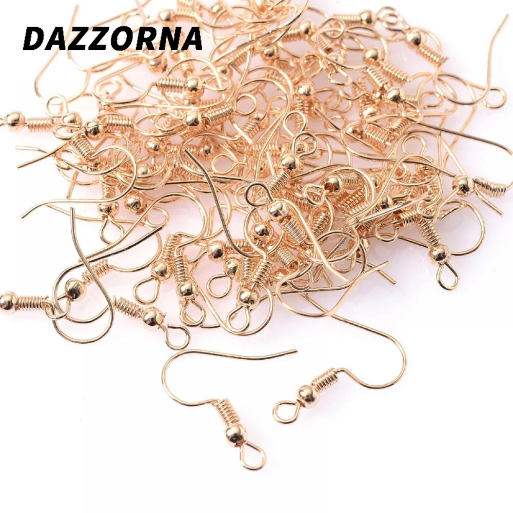100Pcs 20x17mm Earrings Clasps Hooks Fittings Jewelry Making Supplies Gold Color Iron Hook Earwire DIY Earring Findings | Украшения и