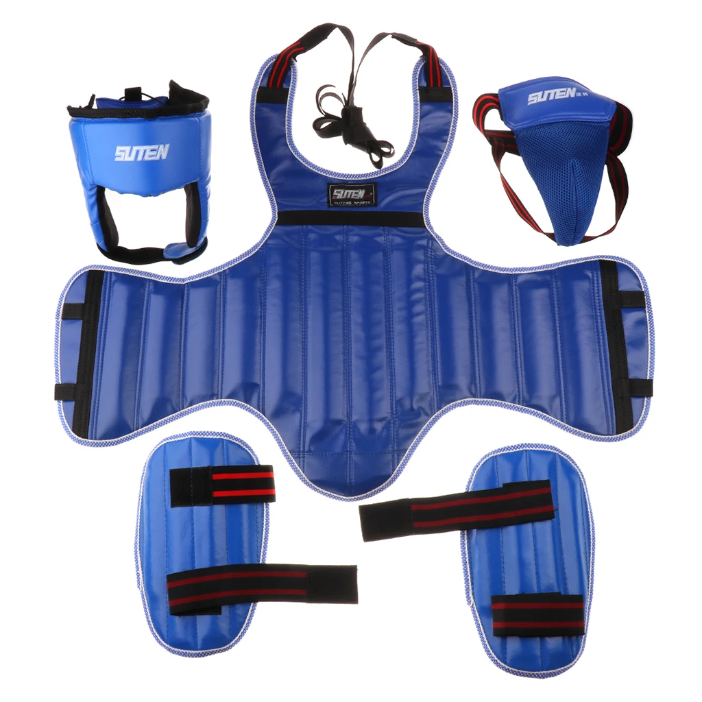 MMA Boxing Protective Gear Set - Kickboxing Training Headgear Body Chest Groin Protector & Shin Pads Various Colors | Спорт и