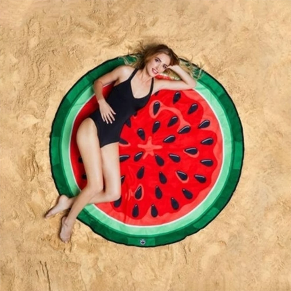 

Doughnut Beach Round Beach Mat Tidy Pizza Burger Beach Towel Quick-drying Swim Towel Can Be Worn Padded Foodie Background Cloth