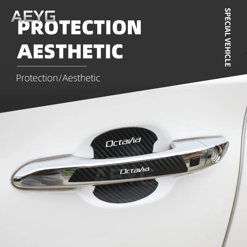

Car Door Handle Carbon Fiber Stickers Automotive Goods For Skoda Octavia A 5 A 7 A 2 2020 2021 Protection Interior Accessories