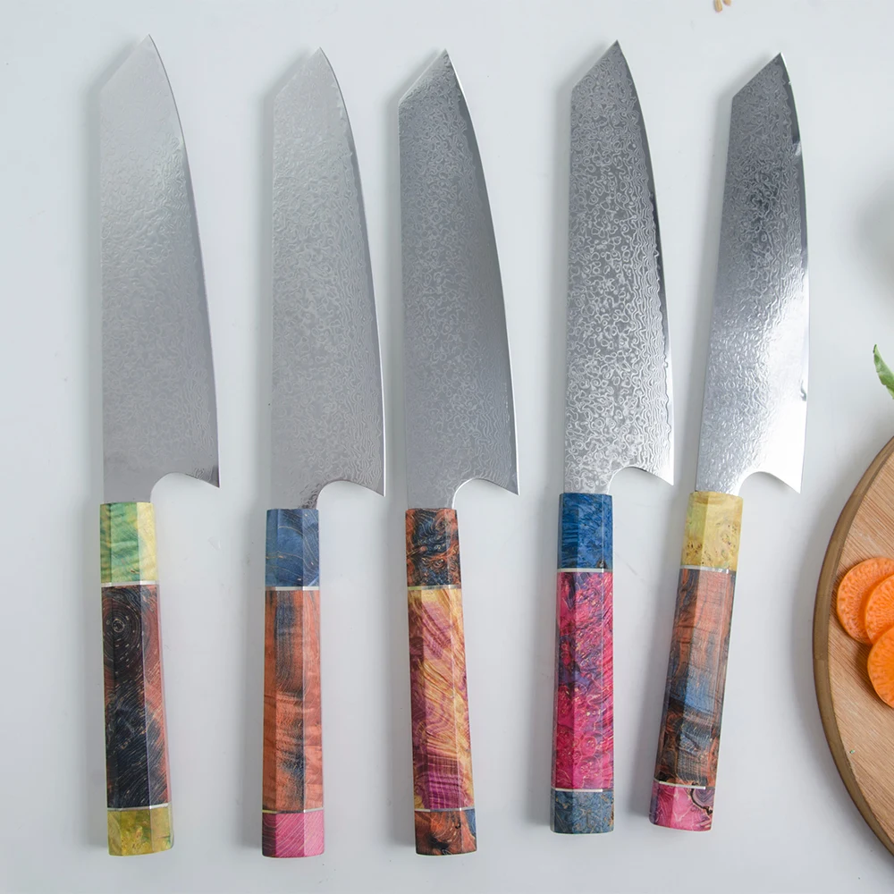 1 шт. нож для приготовления пищи Damaskus кухонный нарезки лосося резки мяса Santoku 8