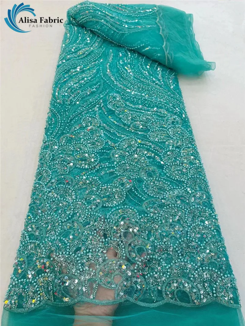 

Африканская кружевная ткань 2021, Высококачественная кружевная ткань с блестками, кружевная ткань ручной работы из бисера, французское Сетча...