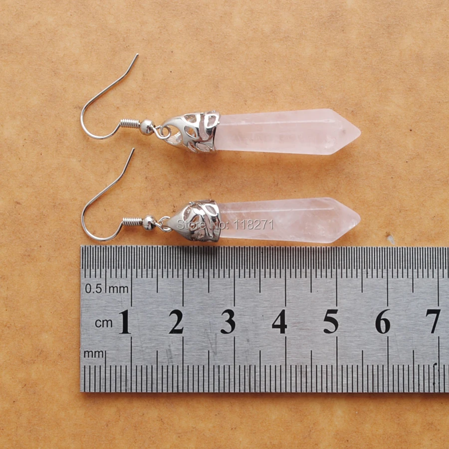 WOJIAER модные Шестигранная призма серьги с болтающимися частями розовый Quartzs