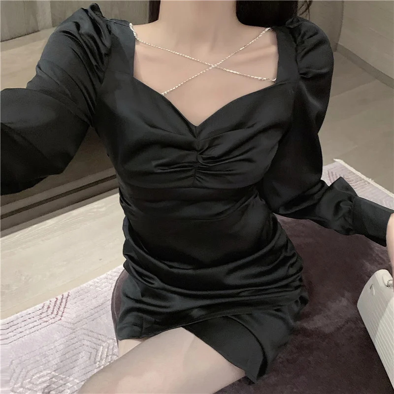 Платье с воротником для ранней осени изящный и модный сексуальный дизайн