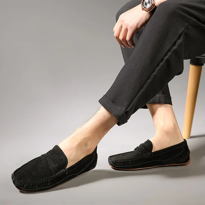 Мужские кожаные лоферы повседневная замшевая обувь Мужская дышащая легкая для