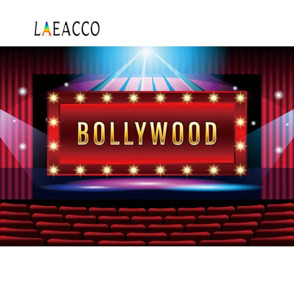 Laeacco Фото фоны ребенок мультфильм Болливуд прожектор для сцены кино баннер