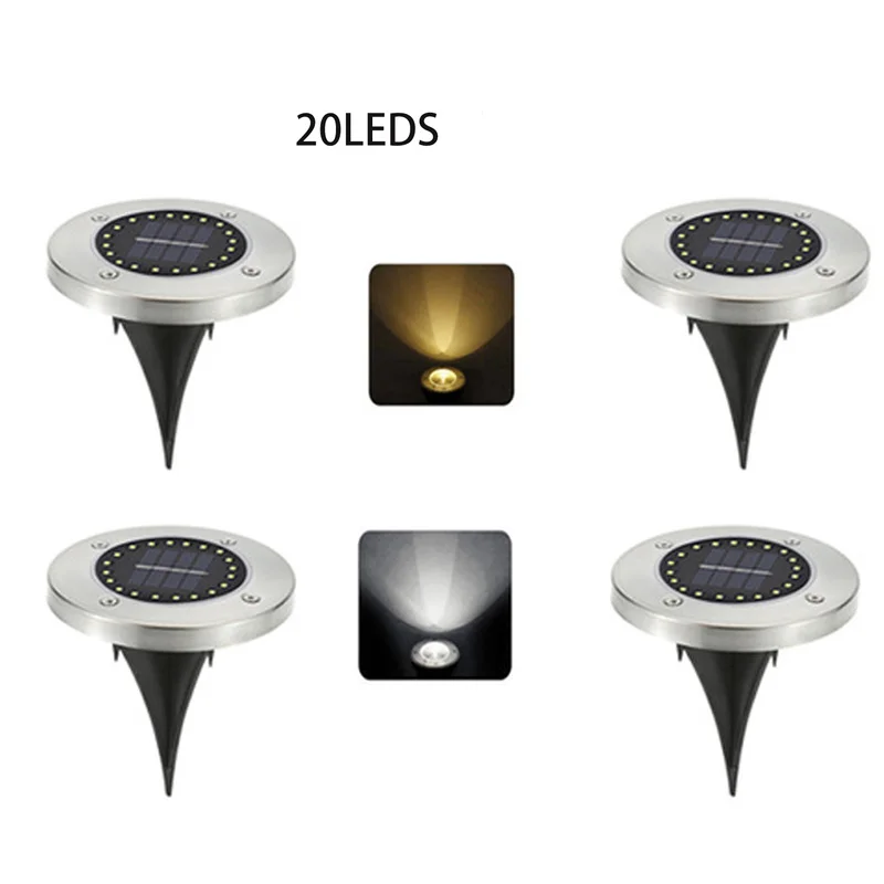 

4/20 LED White /Warm Solar Power Buried Light Ground Floor Lamp Outdoor Path Way Garden Decking Underground Lamps Lawn lamp