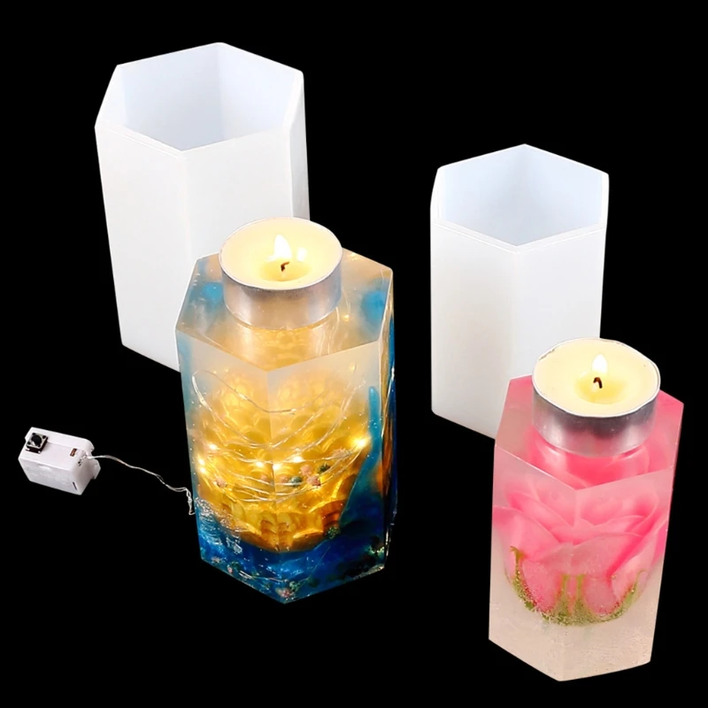 

New Hexagon Candle Epoxy Resin Mold Aromatherapy Plaster Silicone Mould DIY Crafts Jewelry Ornaments Home Decorations Casting
