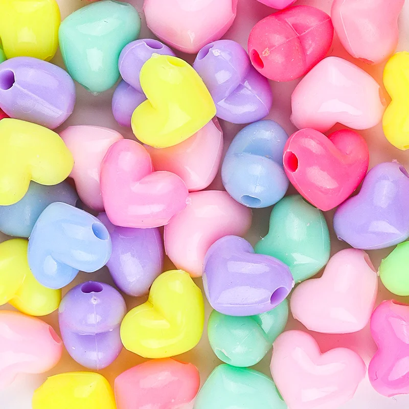 

50pcs Wholesale Love Heart Acrylic Beads Crafts Jewelry Making Findings Loose Spacer Beads For DIY Necklace Bracelet Supplies