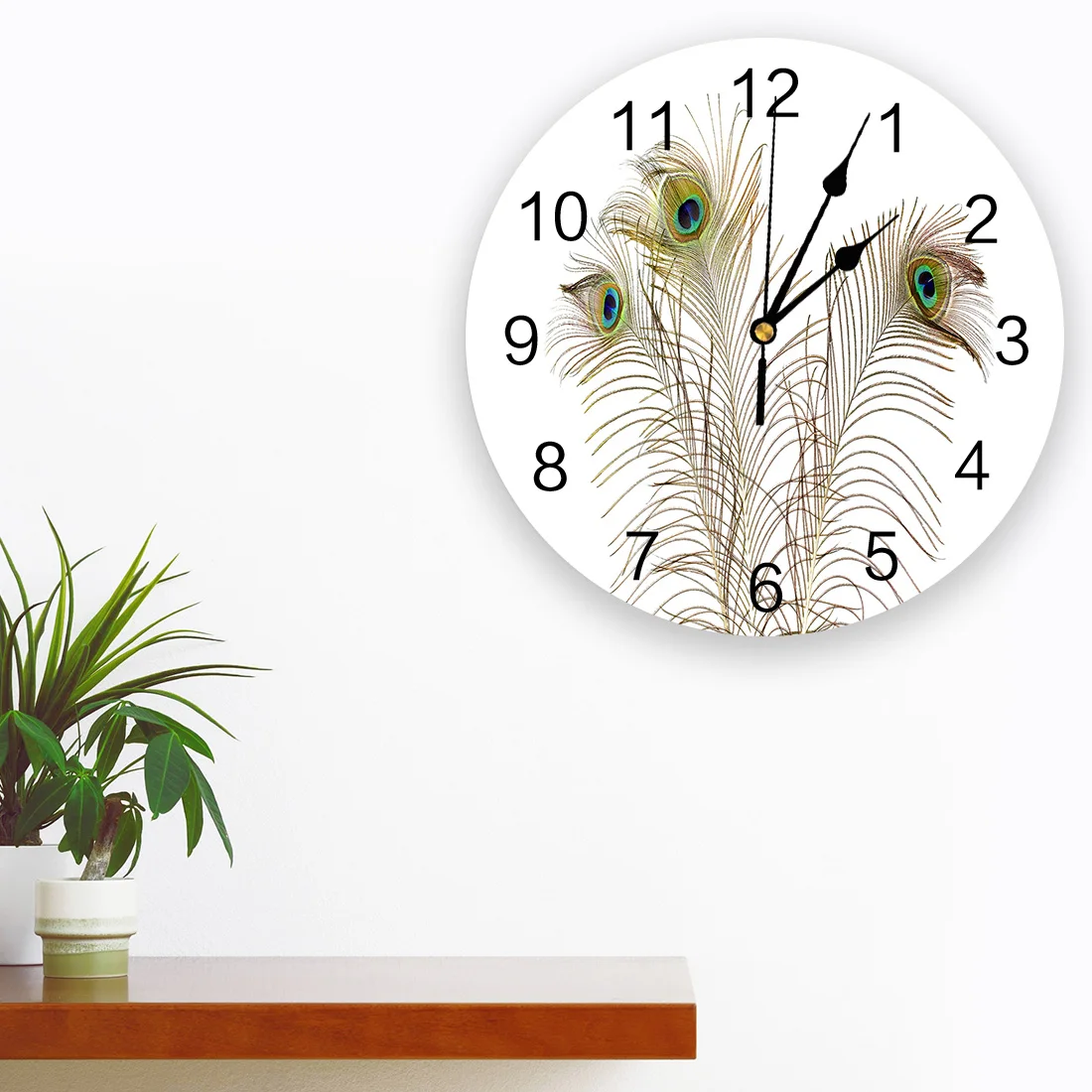 Красивое перо павлина тихие настенные часы кухня гостиная ванная комната
