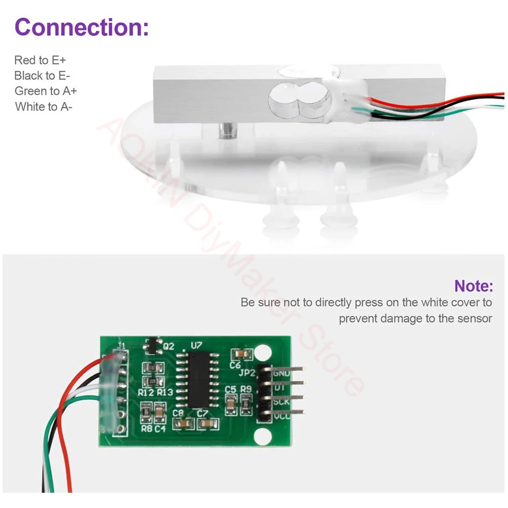 Digital Load Cell Weight Sensor HX711 AD Converter Breakout Module 5KG 10KG Portable Electronic Kitchen Scale for Arduino Scale