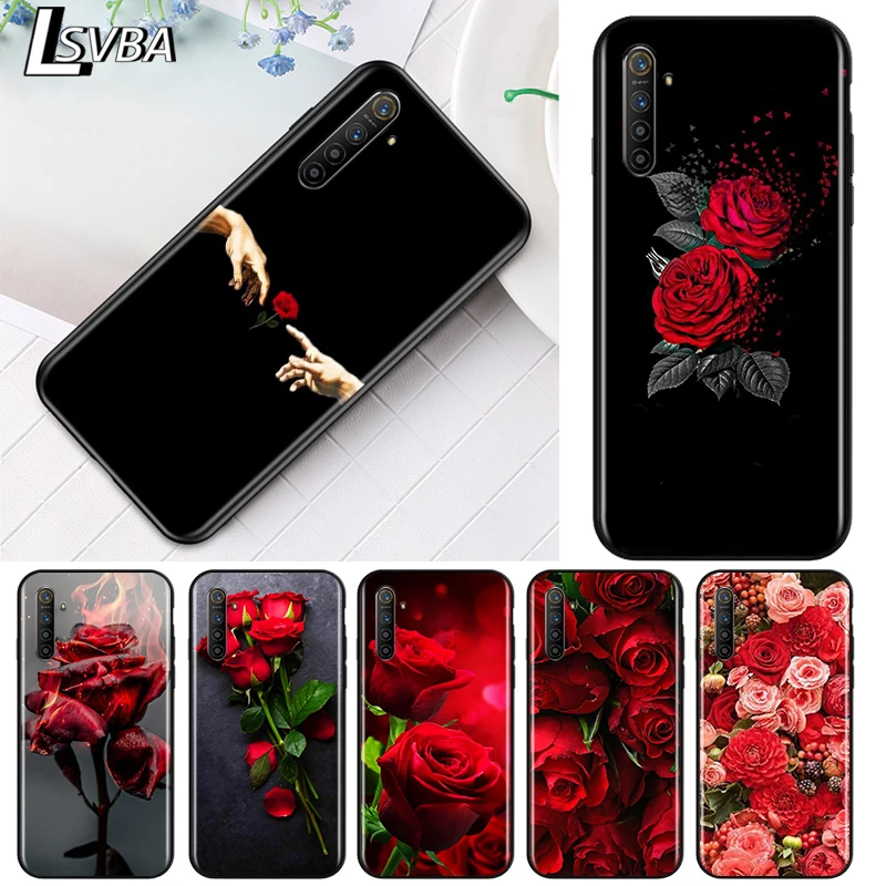 Красивые красные розы для OPPO Reno 5 4Z 4SE 4F 4 3 ACE 2F 2Z 2 Z 10X zoom A PRO Plus Lite Φ 4G черные мягкие -