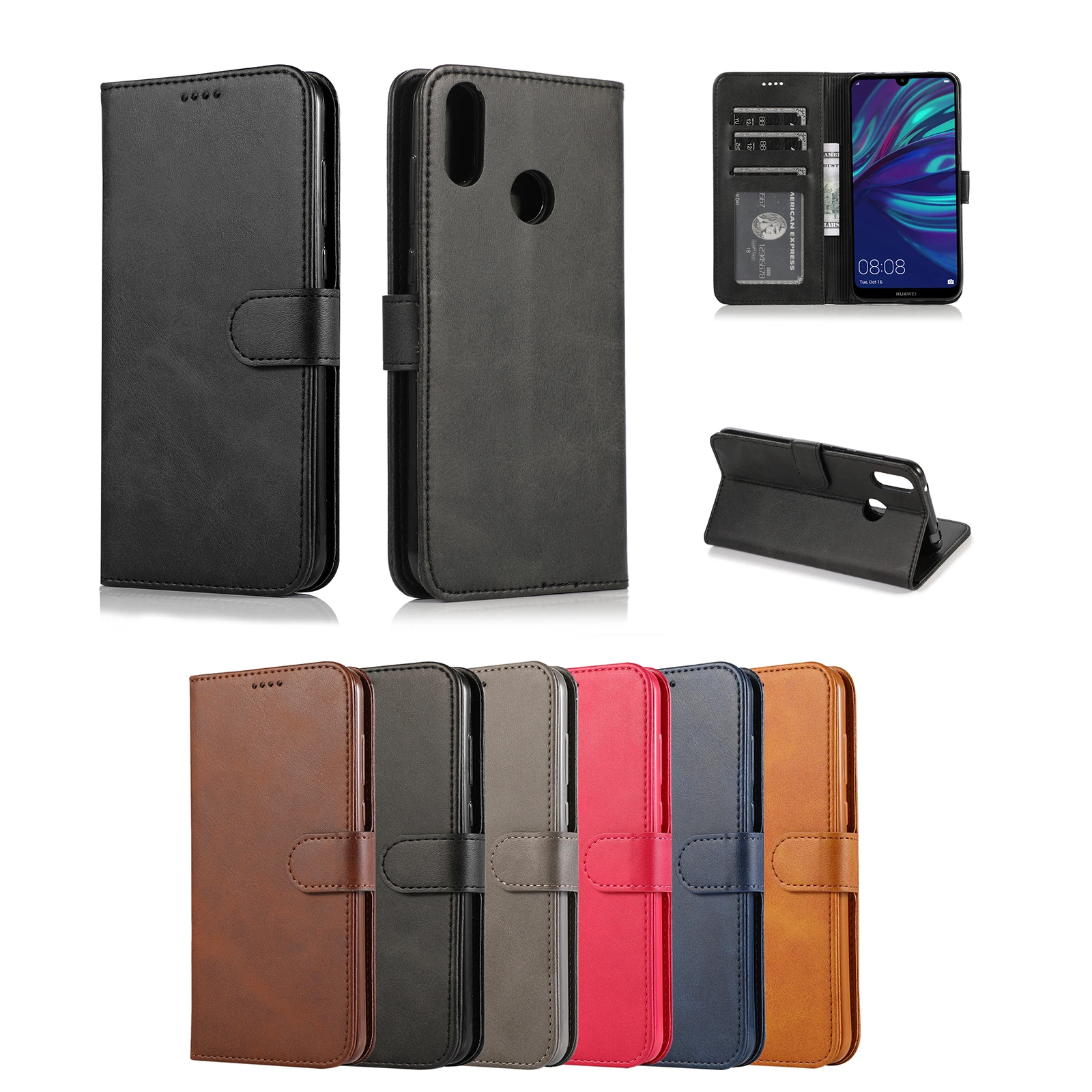 Кожаный чехол для huawei Y7 Y6 Y9 Y5 2019 2018 портмоне с откидной крышкой Coque Honor 7A 7C 8C 9X 10i 10 20