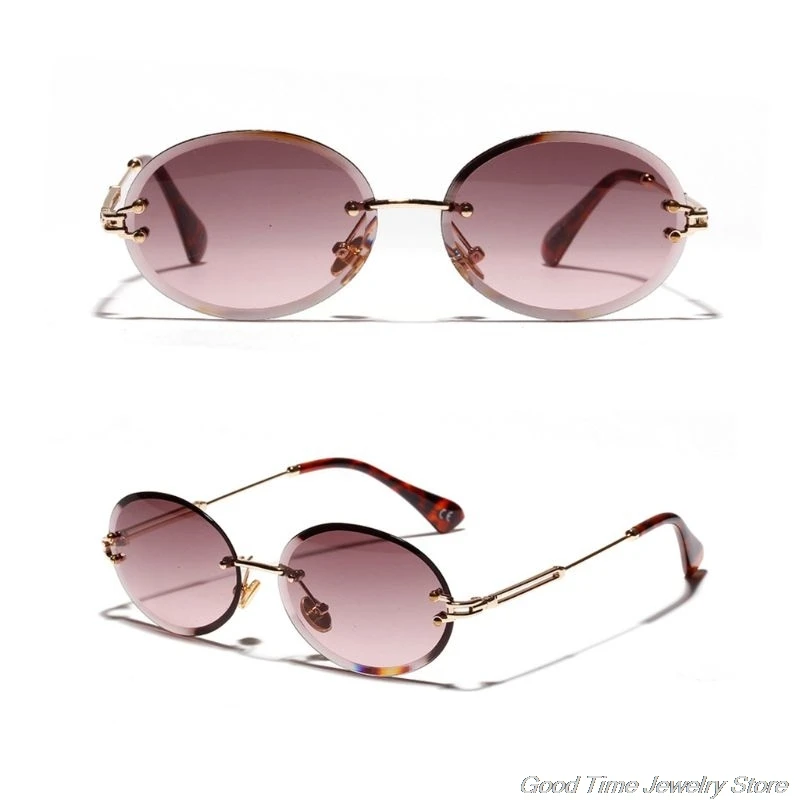 

New Design Rimless Sunglasses Fashion Trend Hot Unisex Protection Eyewear Women Men Outdoor Driving No Frame Metal Legs Oval