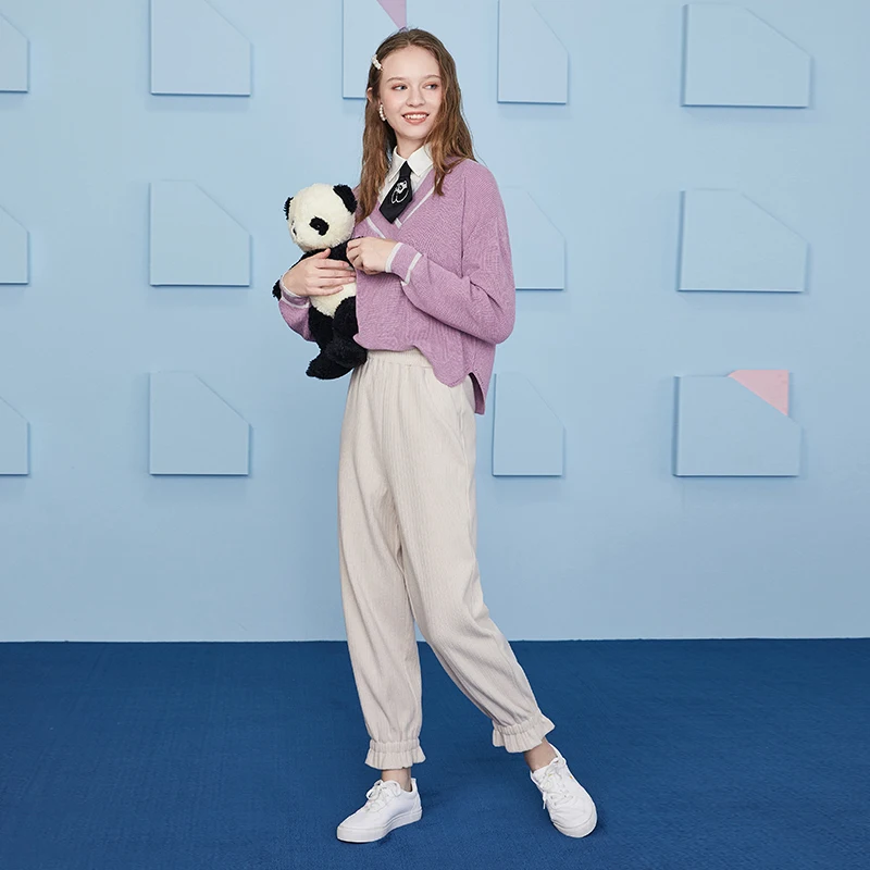 ARTKA 2020 Winter New Women Pants Casual Loose Soft Knitted Long Pants Elastic Waist Knitted Jogger Baggy Trousers KA22006D