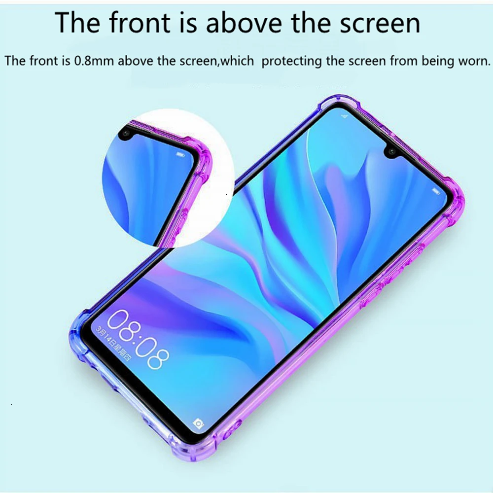 2019 Роскошный чехол для Huawei P20 Lite Модный мягкий с градиентом телефона huawei P30 Mate 20 Pro