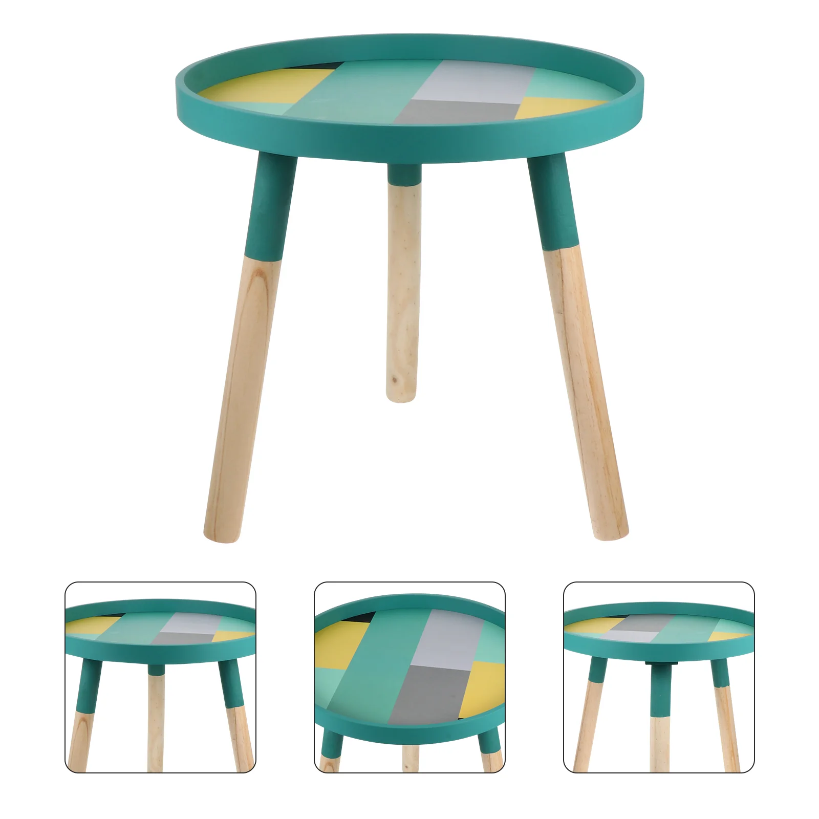 

1pc Decorative Wooden Bedside Table Nordic Mini Tea Table Bedroom Round Desk