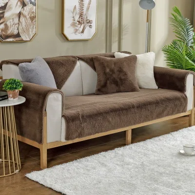 

Autumn and winter new composite plush silicone non-slip sofa cushion, solid color super soft long hair warm sofa cushion towel